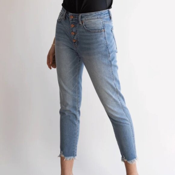 KanCan Pants - Kancan Eugene Straight Leg Jeans with Frayed hem